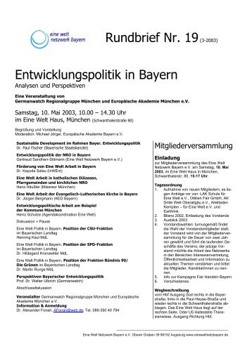 Nr. 19: März 2003 - Eine Welt Netzwerk Bayern e.V.