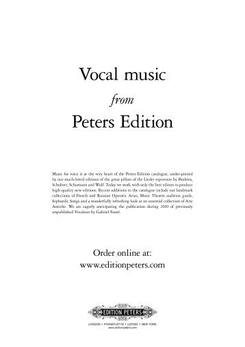 Vocal music Peters Edition - Edition Peters