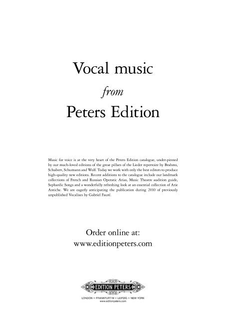 Vocal music Peters Edition - Edition Peters