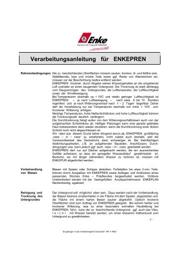 Verarbeitungsanleitung für ENKEPREN - Enke-Werk