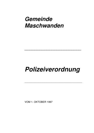 Polizeiverordnung - Politische Gemeinde Maschwanden
