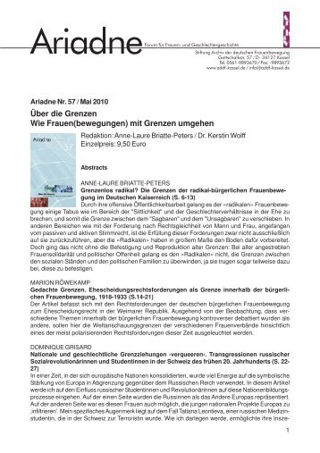 Abstracts - Archiv der deutschen Frauenbewegung