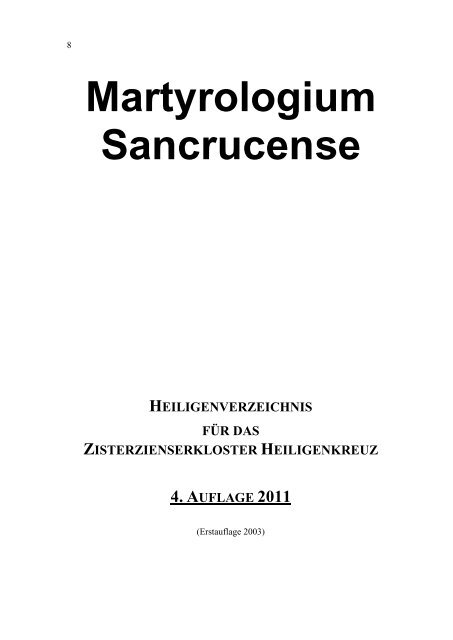 download: "Das Martyrologium Sancrucense" - im Stift Heiligenkreuz