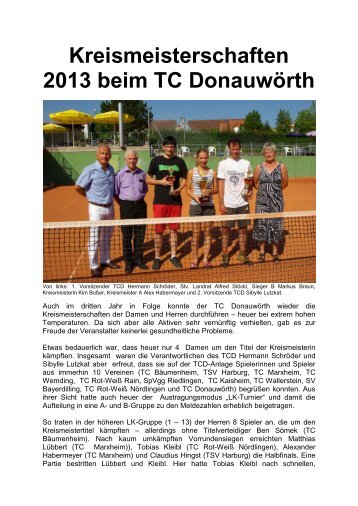 Ausführlicher Bericht - TC Donauwörth