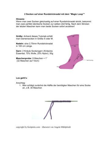 2 Socken auf einer Rundstricknadel mit dem “Magic Loop”* Hinweis ...