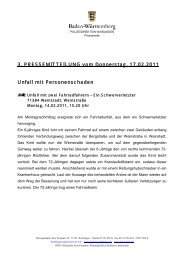 3. PRESSEMITTEILUNG vom Donnerstag, 17.02.2011 Unfall mit ...