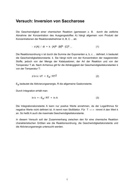 Versuch: Inversion von Saccharose