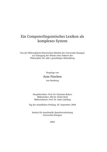 Ein Computerlinguistisches Lexikon als komplexes System