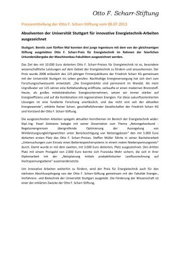 Pressemitteilung der Otto F. Scharr-Stiftung vom 08.07.2013 ...