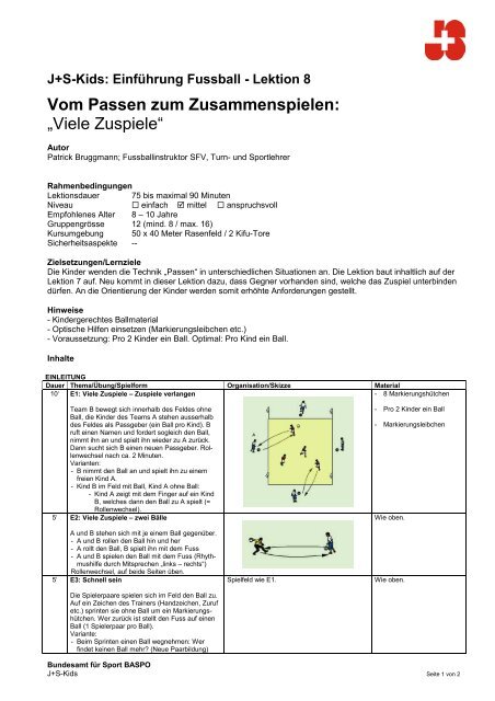 J+S-Kids: Einführung Fussball - Lektion 8 - mobilesport.ch