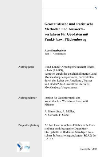 Geostatistische und statistische Methoden und Auswerte- verfahren ...