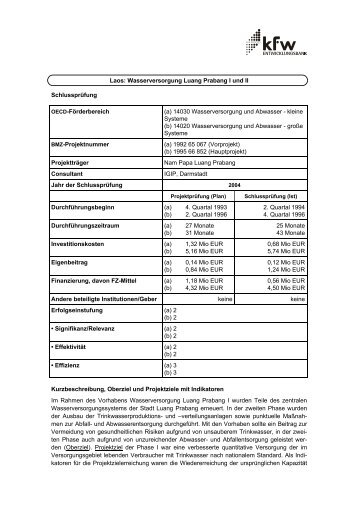 Wasserversorgung Luang-Prabang I+II [2004] (PDF, 97 KB) - KfW ...