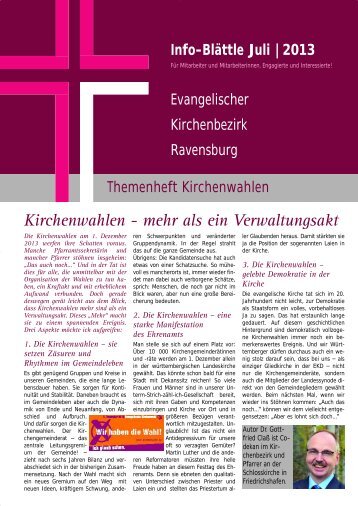 Juli 2013: Themenheft Kirchenwahlen - Evangelischer ...