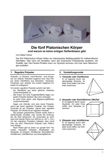 Die fünf Platonischen Körper