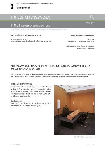 110.01 Abmessungen Bestattung - Stadtgärtnerei - Basel-Stadt