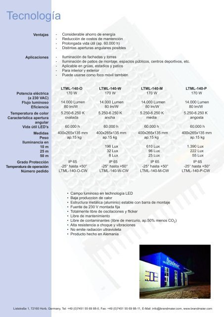 LED proyector de luz (PDF 179 KB) - Brandmaier · Informative ...