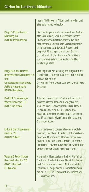 Infobroschüre zum Tag der offenen Gartentür in Oberbayern am 30 ...