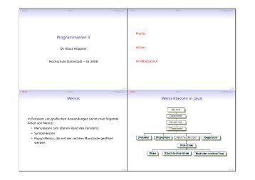 Programmieren II Menüs Menü-Klassen in Java