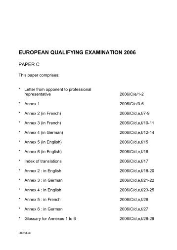 EUROPEAN QUALIFYING EXAMINATION 2006