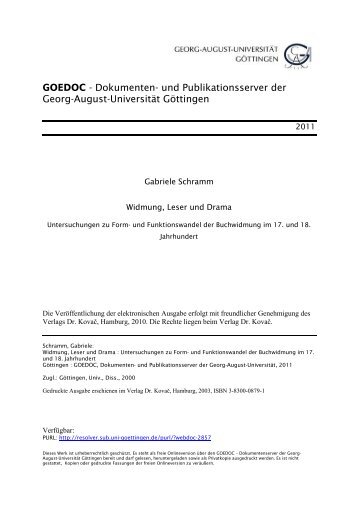 und Funktionswandel der Buchwidmung im 17. und 18 ... - goedoc