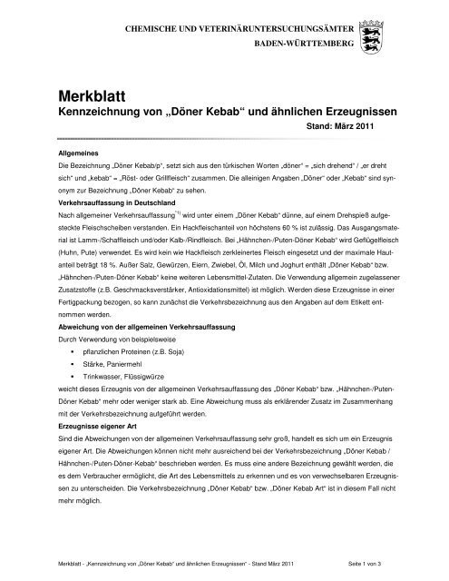 Kennzeichnung Von Doner Kebab Und Ahnlichen Erzeugnissen