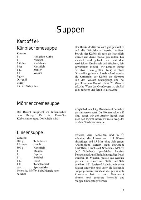 Kochbuch - auf Rainers und Jasmins Homepage