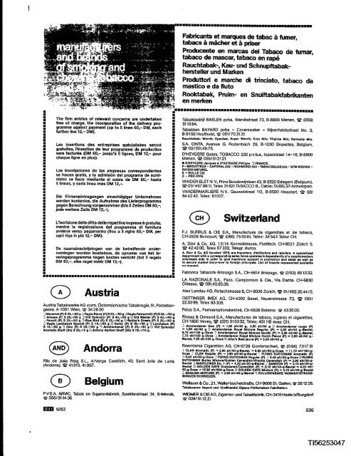Switzerland - Legacy Tobacco Documents Library