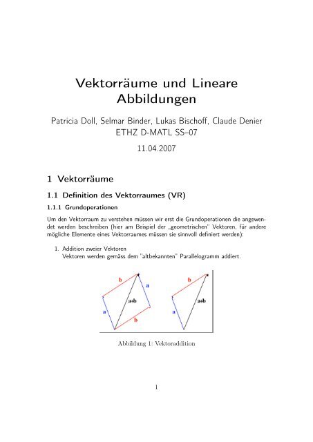 Vektorräume und Lineare Abbildungen