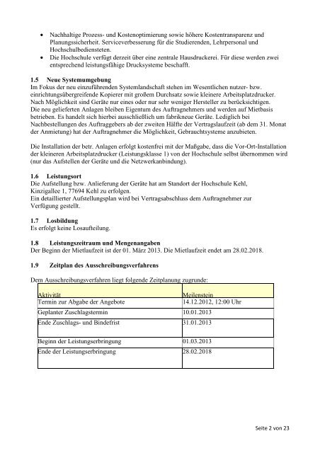 Vergabe - u. Vertragsunterlagen HS Kehl 12-01 ... - Hochschule Kehl