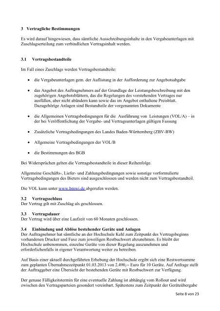 Vergabe - u. Vertragsunterlagen HS Kehl 12-01 ... - Hochschule Kehl