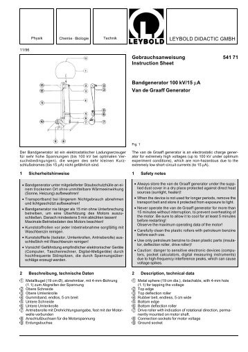 LEYBOLD DIDACTIC GMBH Gebrauchsanweisung 541 71 ...