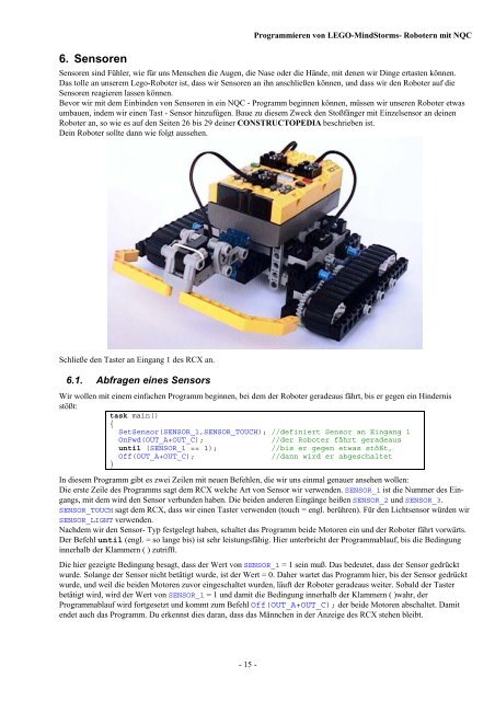 Programmieren von LegoMindstorms-Robotern mit NQC