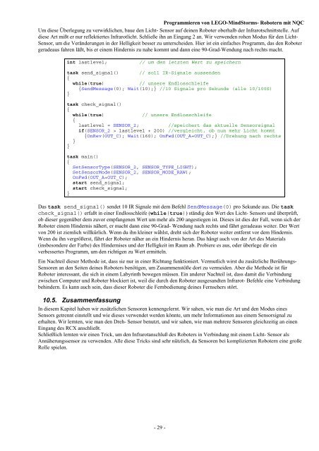 Programmieren von LegoMindstorms-Robotern mit NQC