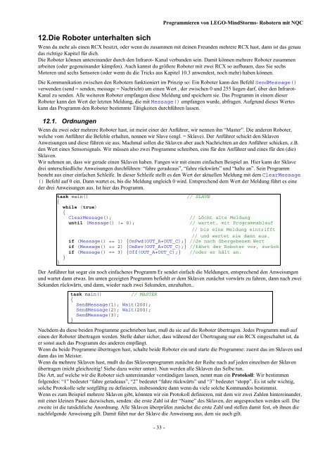 Programmieren von LegoMindstorms-Robotern mit NQC