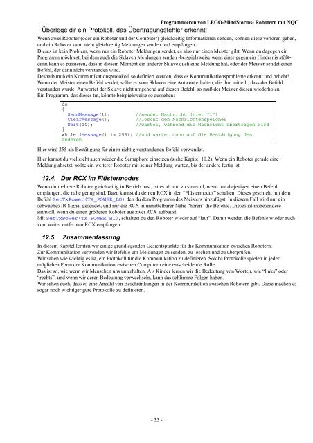 Programmieren von LegoMindstorms-Robotern mit NQC