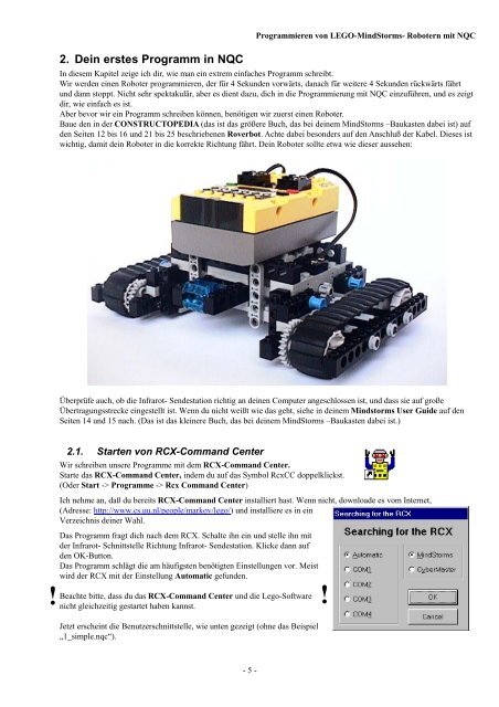 Programmieren von LegoMindstorms-Robotern mit NQC