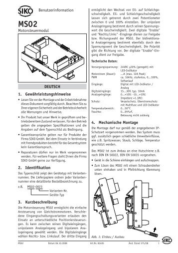 Benutzerinformation PDF (757 kB) - SIKO GmbH