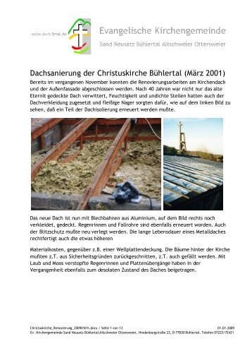 Renovierung Christuskirche (PDF) - Evangelische Kirchengemeinde ...