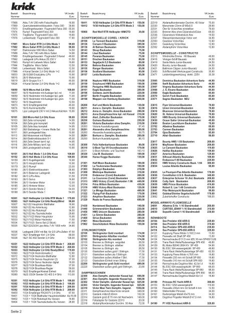 Aktuelle Preisliste zum Krick Gesamtkatalog