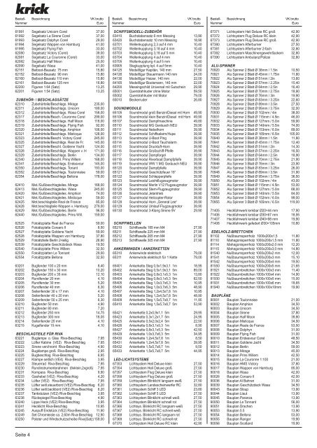 Aktuelle Preisliste zum Krick Gesamtkatalog