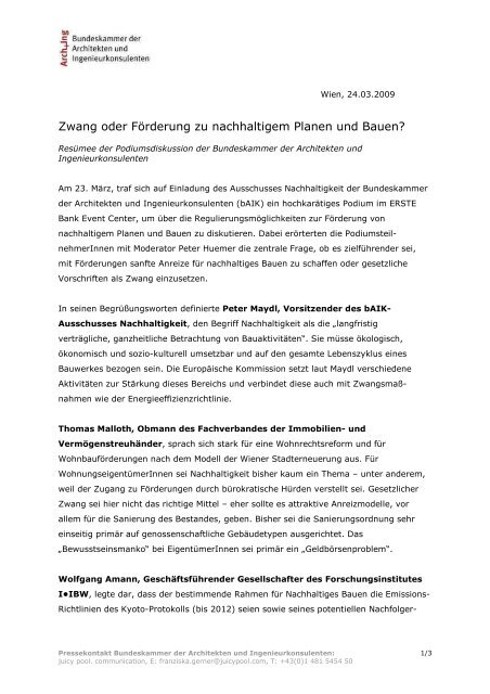 Podiumsdiskussion nachhaltig Planen und Bauen