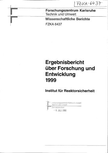 Ergebnisbericht über Forschung und Entwicklung - Bibliothek - FZK