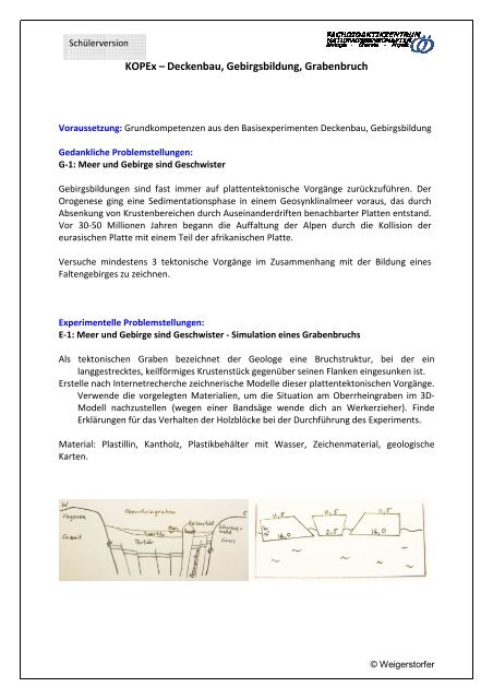 Basisexperiment – Deckenbau, Gebirgsbildung