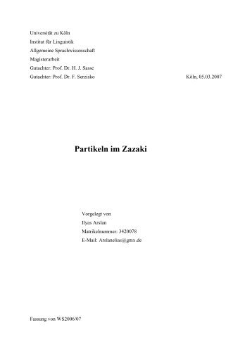 Partikeln im Zazaki - kirmancki