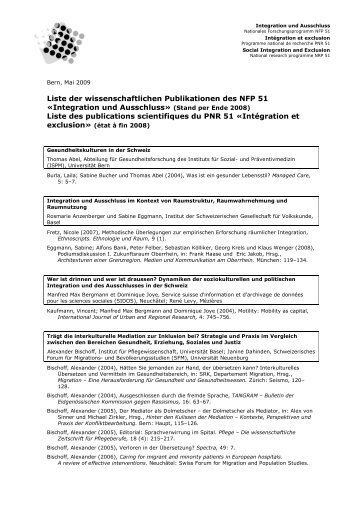 NFP 51 Publikationsliste.doc - Schweizerischer Nationalfonds (SNF)
