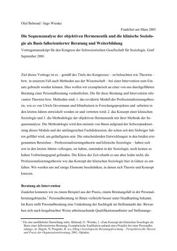 Die Sequenzanalyse der objektiven Hermeneutik und ... - Hispeed.ch