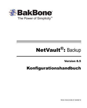 NetVault Backup Configuration Guide DE - Quest Software