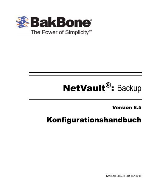 NetVault Backup Configuration Guide DE - Quest Software