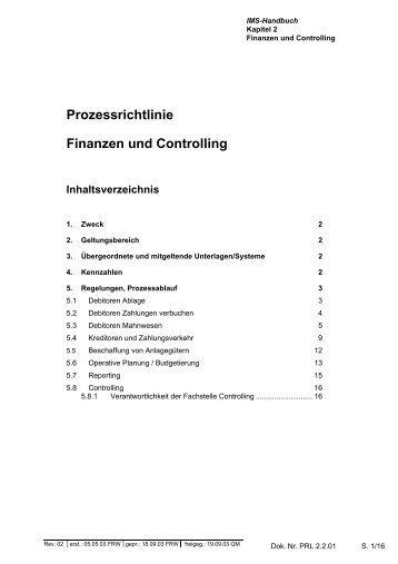 Prozessrichtlinie Finanzen und Controlling - Kern AG