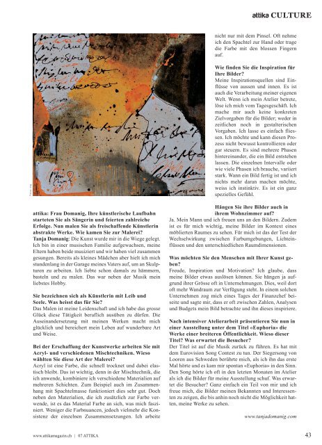 Interview im Attika Magazin - Tanja Domanig